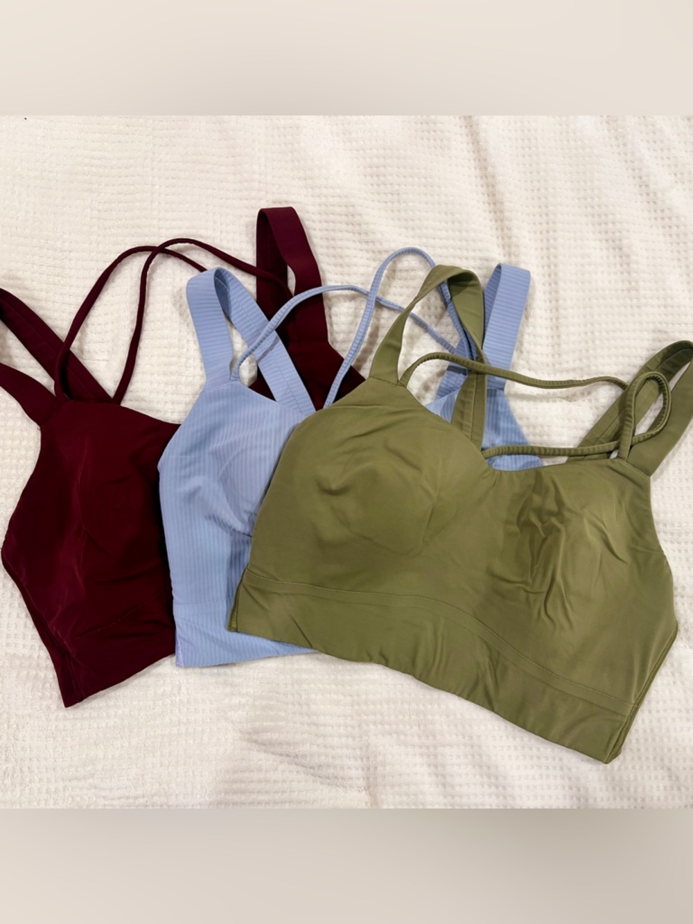 Like a Cloud Longline Bra- Olive, Light Blue, Burgundy